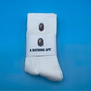 A Bathing Ape White Casual Socks with Logo
